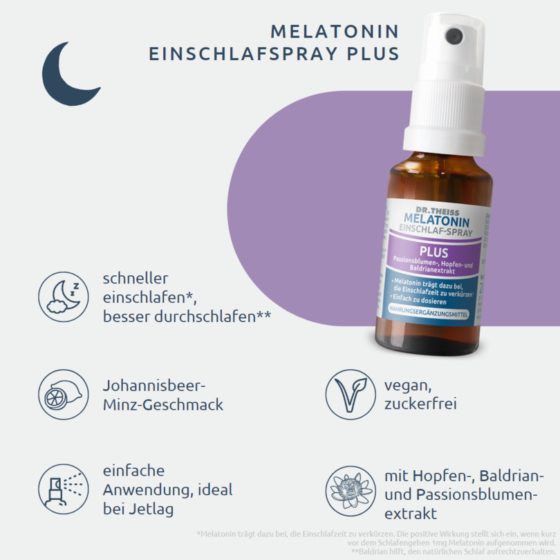 Dr. Theiss Melatonin Einschlaf-Spray Mit Passionsblume & Hopfen – 20 Ml, Johannisbeer-Minz Geschmack